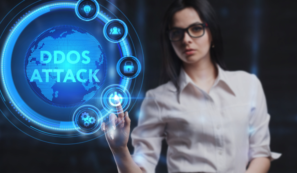 Woman pressing a on/off button.