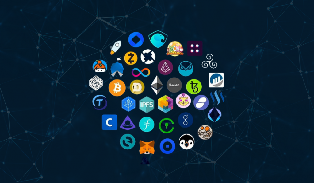 A network showing different logos of different online companies.