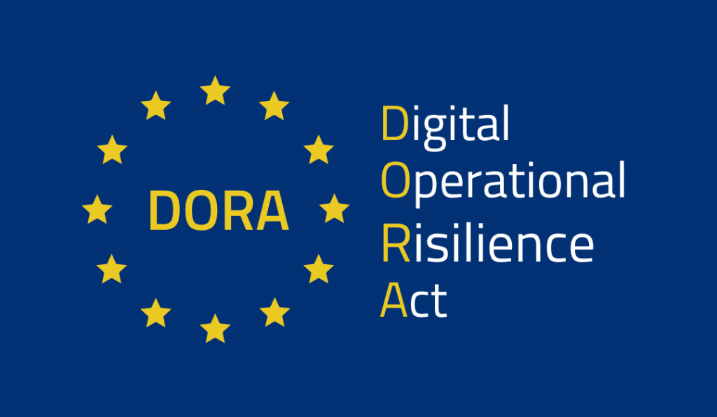 DORA logo with yellow stars. Digital Operational Resilience Act.